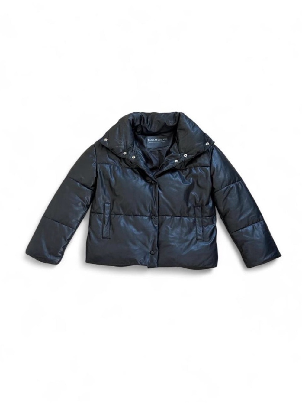 bagatelle Black Leather Puffer Jacket
